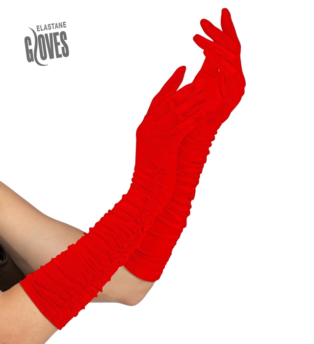 "GANTS ÉLASTHANNE PLISSE ROUGES" 40 cm - homme ou femme