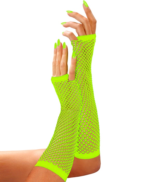 [14765] "GANTS SANS DOIGTS FILET NEON VERT"33 cm