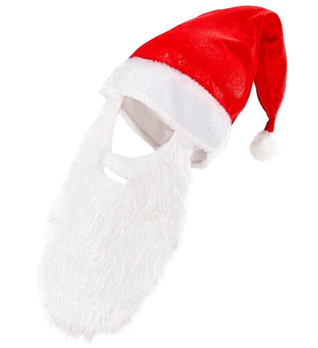 "CHAPEAU PERE-NOEL AVEC BARBE" en peluche