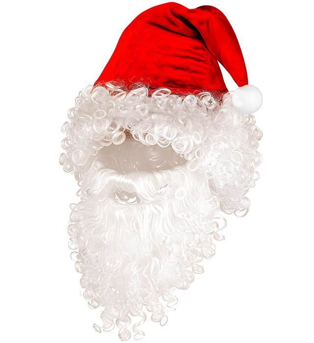 [1533Q] "CHAPEAU AVEC CHEVEUX PERE-NOEL, BARBE & SOURCILS " en sachet