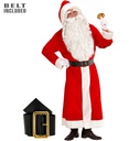 "PERE-NOEL SUPER DELUXE" en velours (manteau avec capuche avec peluche, ceinture avec boucle)