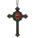 "COLLIER CROIX GOTHIQUE GEMMES ROUGES"