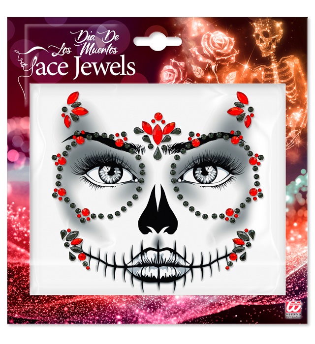 "BIJOUX VISAGE DIA DE LOS MUERTOS ROUGE ET NOIR"
