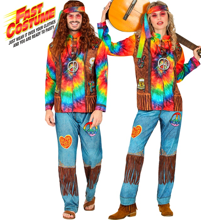 [15831] "HIPPIE FAST COSTUME" (veste, pantalon, bandeau) (S)