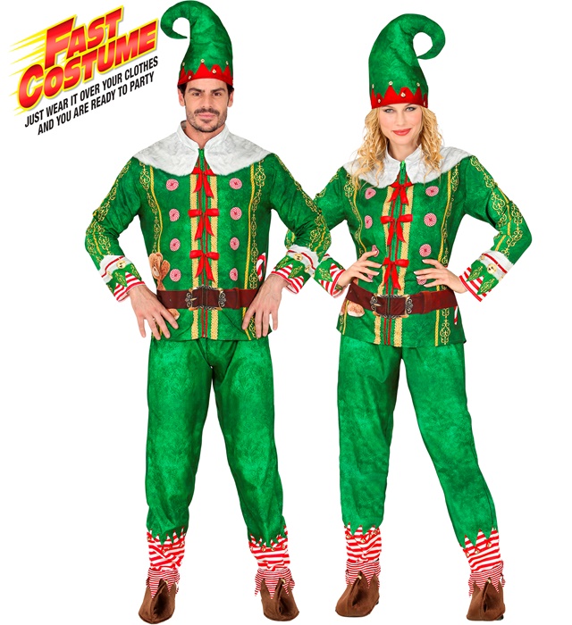 "ELFE ASSISTANT DU PERE NOEL FAST COSTUME" (veste, pantalon, chapeau)