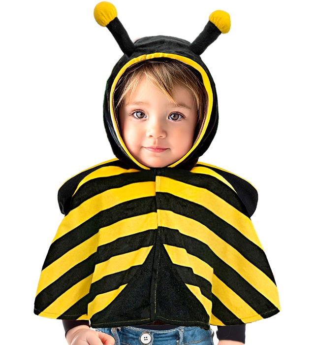 "ABEILLE PELUCHE" (poncho avec capuche)