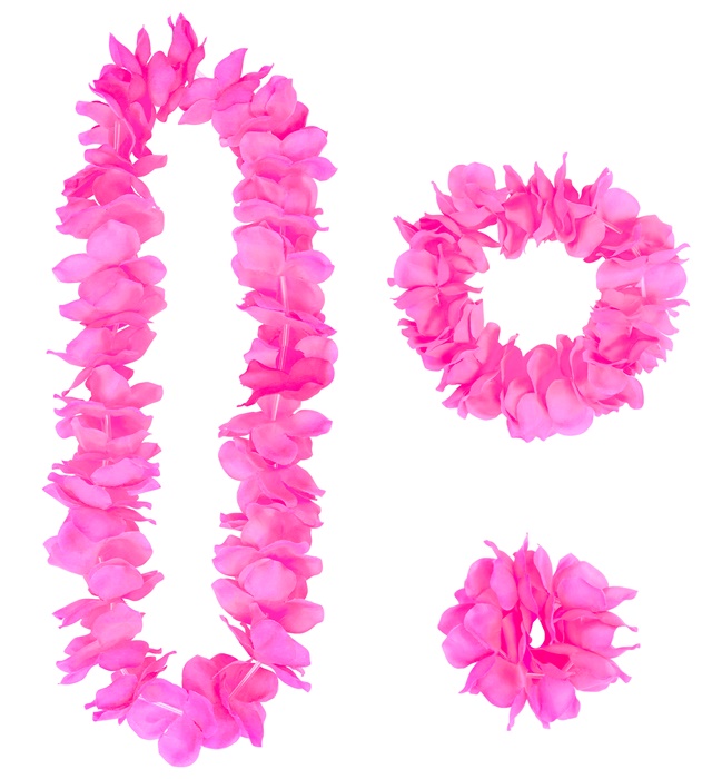 [16291] "SET HAWAIEN ROSE" (collier, couronne, bracelet)