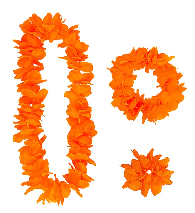 "SET HAWAIEN ORANGE" (collier, couronne, bracelet)
