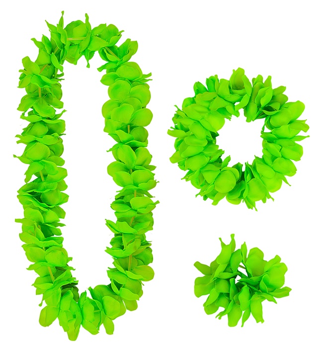 [16294] "SET HAWAIEN VERT" (collier, couronne, bracelet)