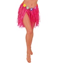 "MINIJUPE HAWAIENNE ROSE ET PAILLE  AVEC CEINTURE FLEURS " 40 cm - taille ajustable
