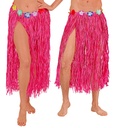 "JUPE HAWAIENNE ROSE ET PAILLE AVEC CEINTURE FLEURS" 80 cm - taille ajustable