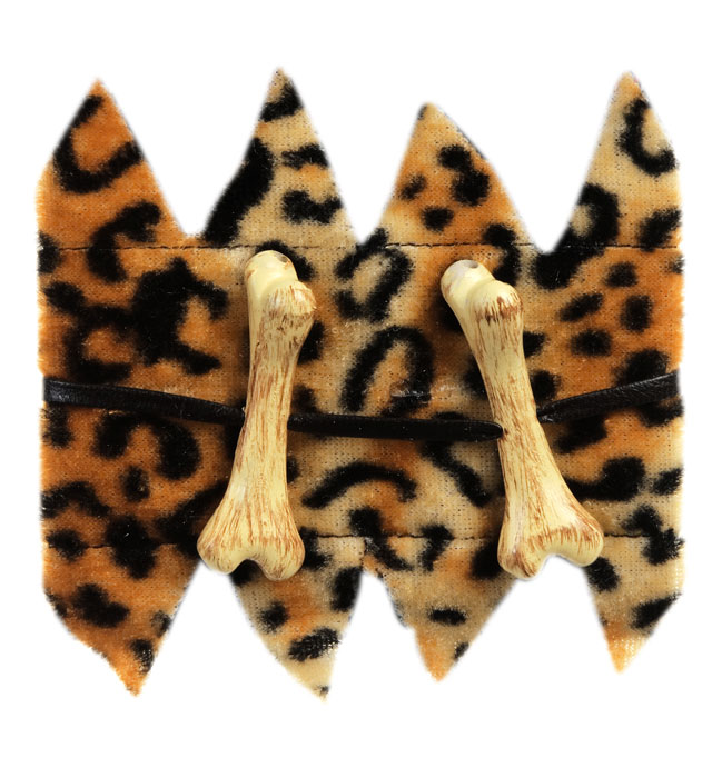 [1651L] "BRACELET EN FOURRURE  LEOPARD ET OS"
