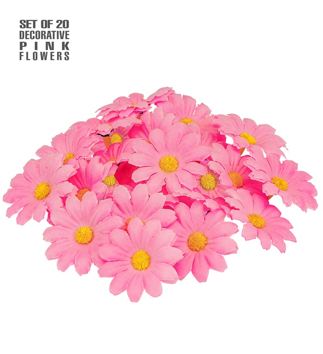 "SET DE 20 FLEURS ROSES DECORATIVES"