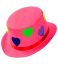 "CHAPEAU HAUT DE FORME EN FEUTRE ROSE AVEC COEUR" 11 cm