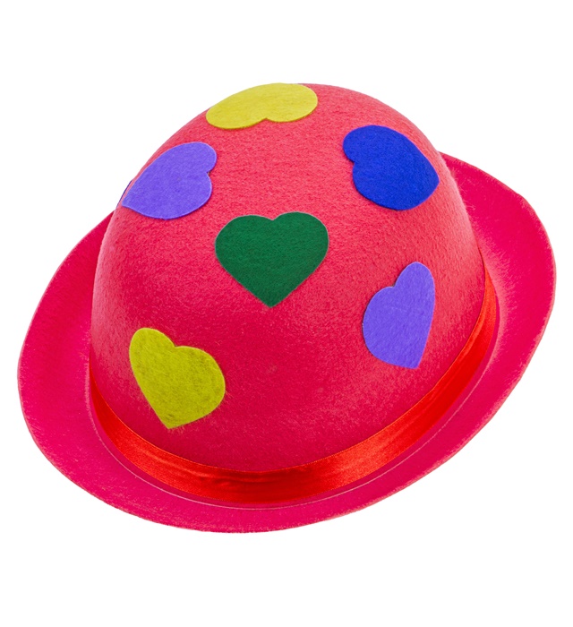 "CHAPEAU ROSE MELON AVEC COEUR" feutre