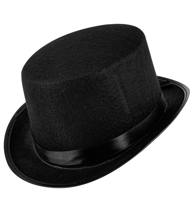 "CHAPEAU HAUT DE FORME NOIR EN FEUTRE " 12 cm