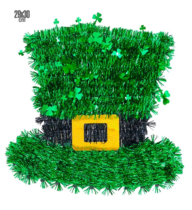 "CHAPEAU HAUT-DE-FORME SAINT PATRICK EN FILS LAMES"29x30 cm