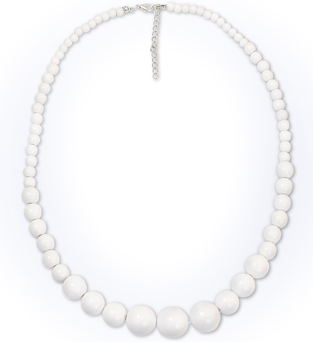 [1732W] "COLLIER A PERLES 70'S" blanc