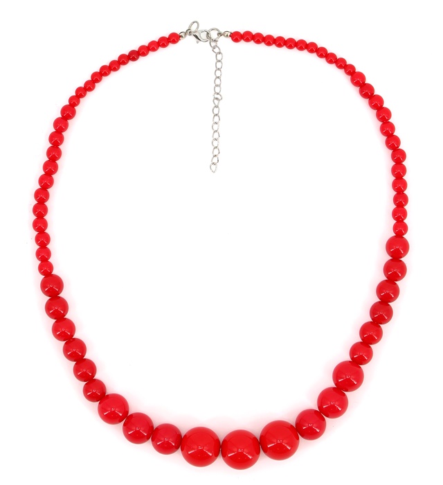 [1734R] "COLLIER DE PERLES 70'S" rouge