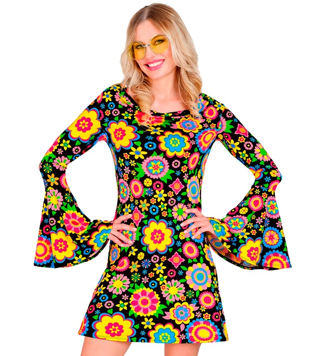 [17639] "THE 60s FASHION - colorful flowers" (robe) (XS)