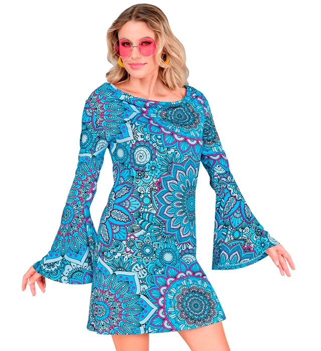 [17689] "THE 60s FASHION - blue mandala" (robe) (XS)