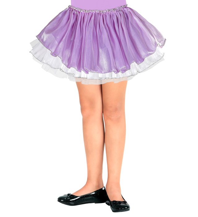 "TUTU SATIN ET TULLE LILAS ET BLANC" 4 volants