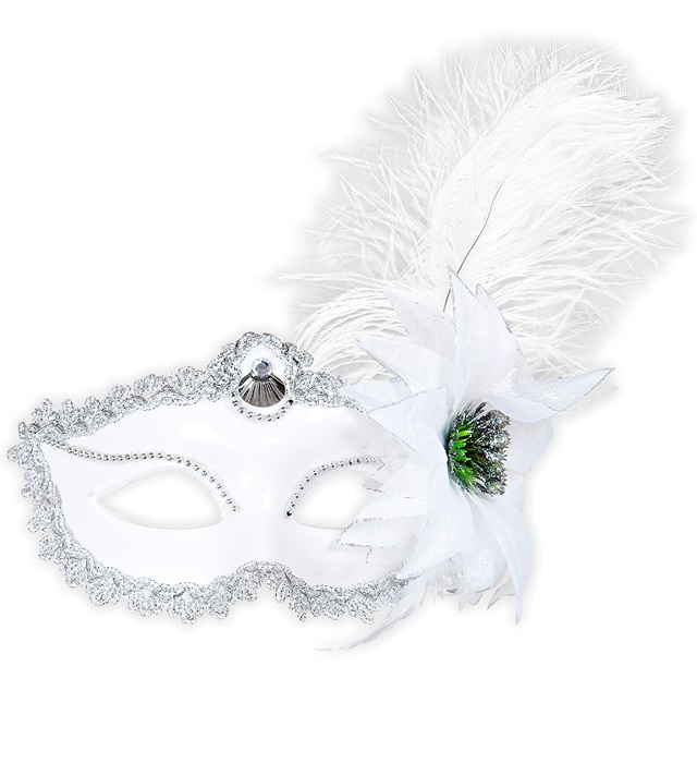 "LOUP BLANC AVEC ROSE ET PLUMES"