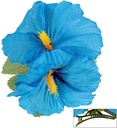 "EPINGLE AVEC 2 FLEURS HIBISCUS BLEUES CLAIRES"