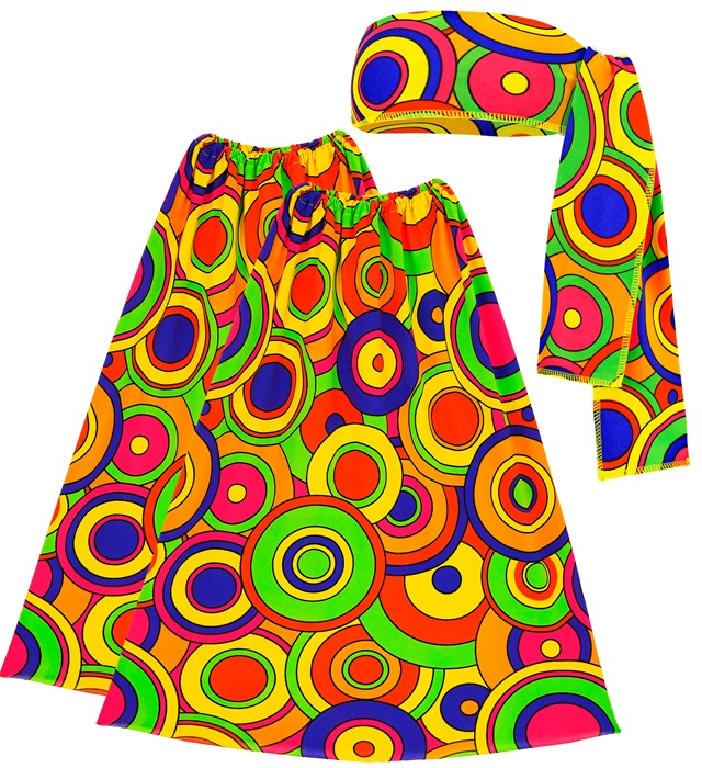 "THE 70s GROOVY STYLE - yellow circles" (bandeau et jambière)