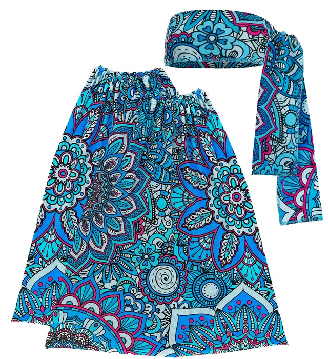 [18770] "THE 60s FASHION - blue mandala" (bandeau et jambière)
