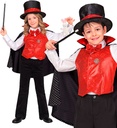 "MAGICIEN" (gilet, noeud papillon, manteau, chapeau avec compartiment caché, baguette magique, pièce de monnaie, lapin)