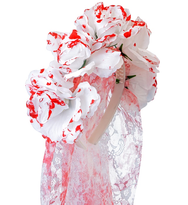 "VOILE DE MARIEE SANGLANT AVEC ROSES"