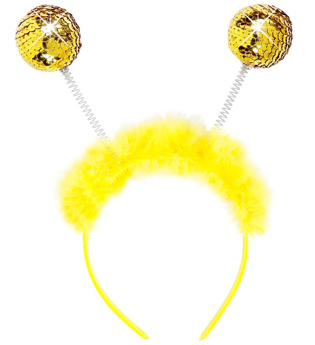 "SERRE-TETE AVEC PAILLETTES DOREESET MARABOU"