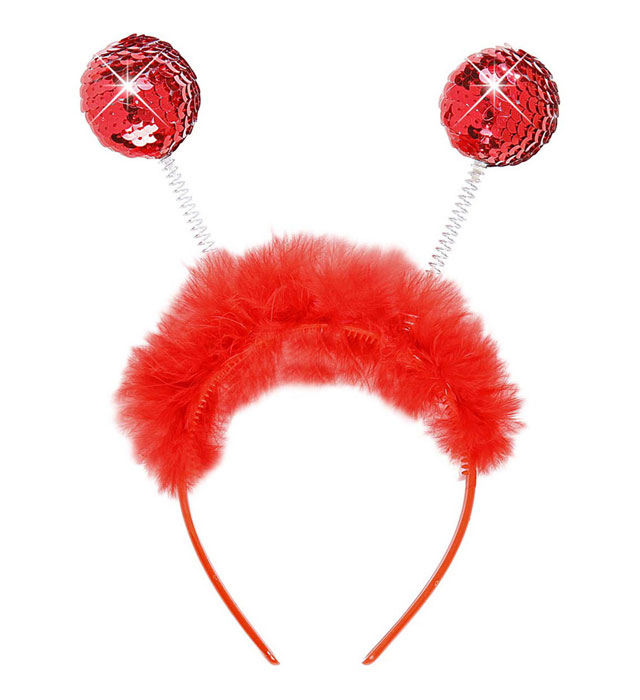 "SERRE-TETE AVEC PAILLETTES ROUGESET MARABOU"