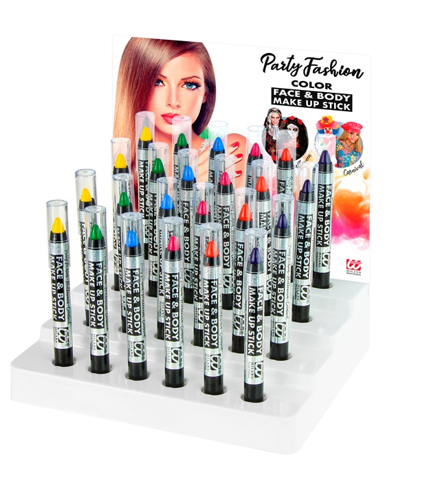 "CRAYON A MAQUILLAGE" - 3,5 ml - 6 couleurs ass.: orange, jaune, vert, bleu, violet, rose