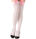 "CHAUSSETTES HAUTES BLANC AVEC NOEUDS EN VICHY ROSE" 70 DEN