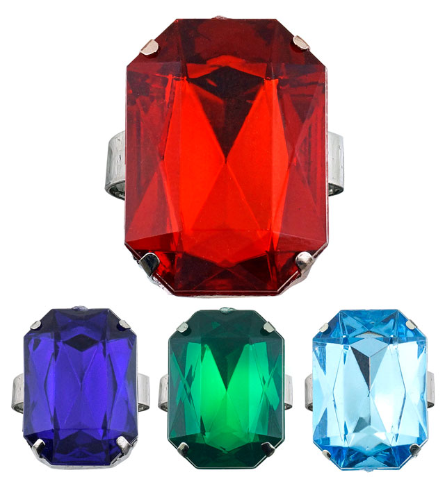 [2105F] "MAXI BAGUE PIERRE PRECIEUSE" 4 couleurs ass.