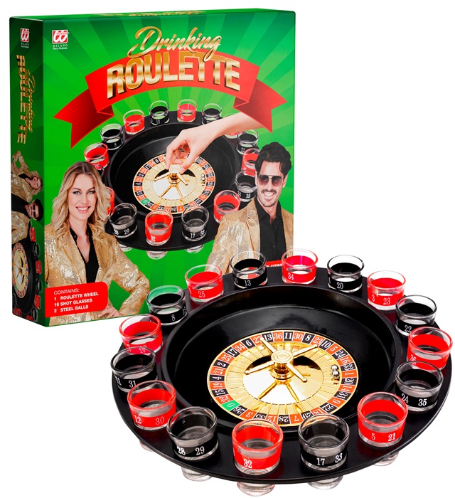 [21076] “DRINKING GAME ROULETTE SET” (roue de roulette, 16 verres à shot, 2 billes en acier)