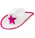"CHAPEAU FETE BLANC AVEC ETOILE PAILLETTES FUSCHIA"