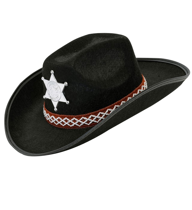 "CHAPEAU DE COWBOY AVEC ETOILE DE SHERIFF NOIR" taille enfant