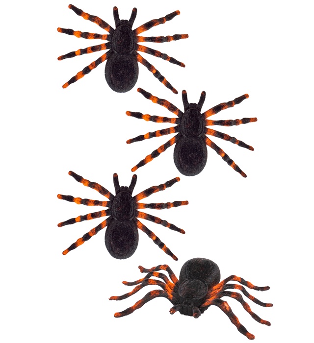 "SET DE 4 TARANTULES FLOQUEES" 7 cm