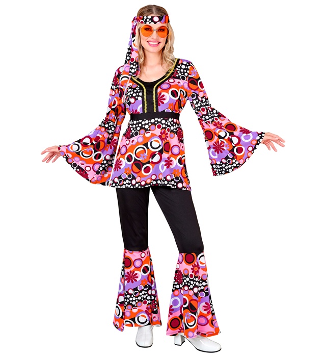 "THE 70s GROOVY STYLE - pink tiny  bubbles" (chemise, pantalon, bandeau)