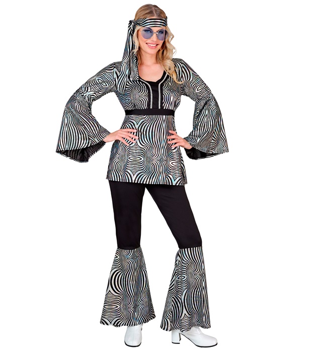 "THE 70s DISCO STYLE - silver waves" (chemise, pantalon, bandeau)