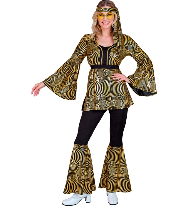 "THE 70s DISCO STYLE - golden waves" (chemise, pantalon, bandeau)
