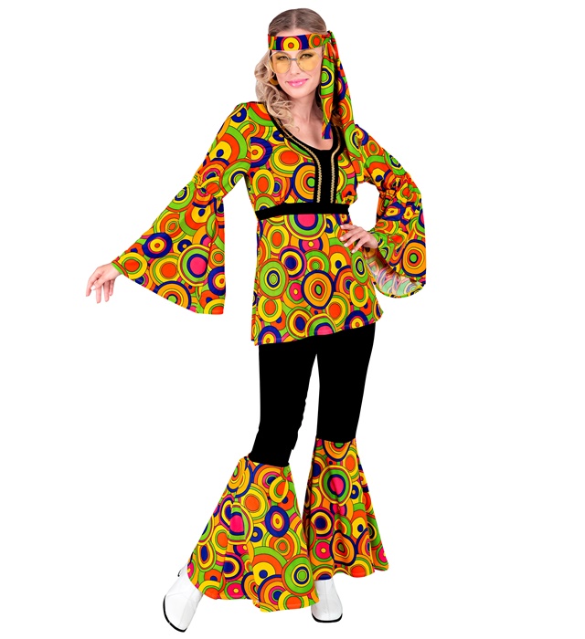 "THE 70s GROOVY STYLE - yellow circles" (chemise, pantalon, bandeau)
