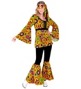 "THE 70s GROOVY STYLE - yellow circles" (chemise, pantalon, bandeau)