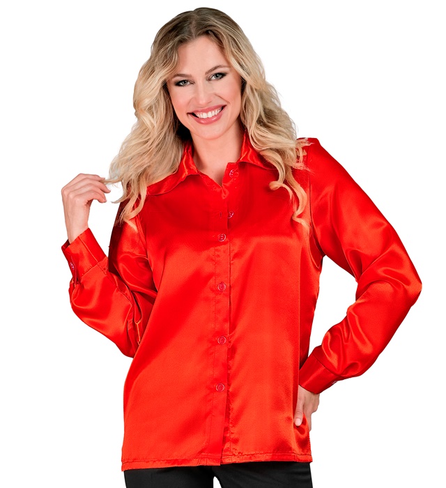 "CHEMISE DISCO ANNEES 70 ROUGE" satin