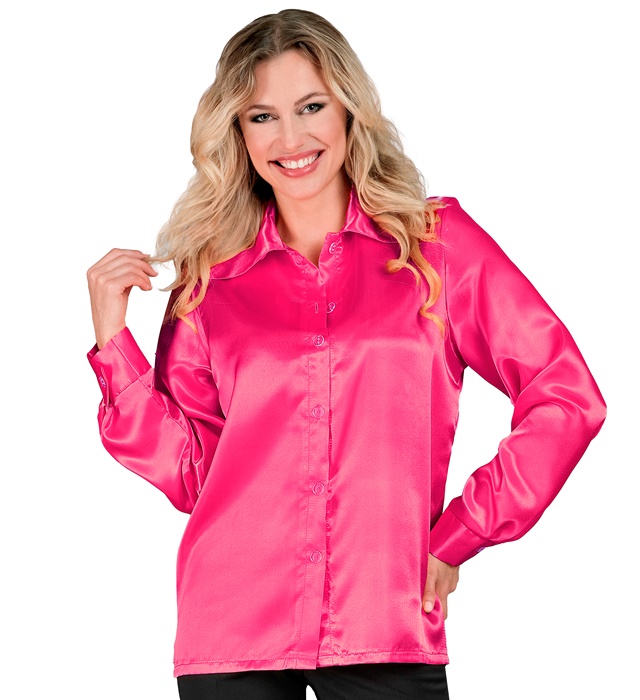 "CHEMISE DISCO ANNEES 70 ROSE" satin