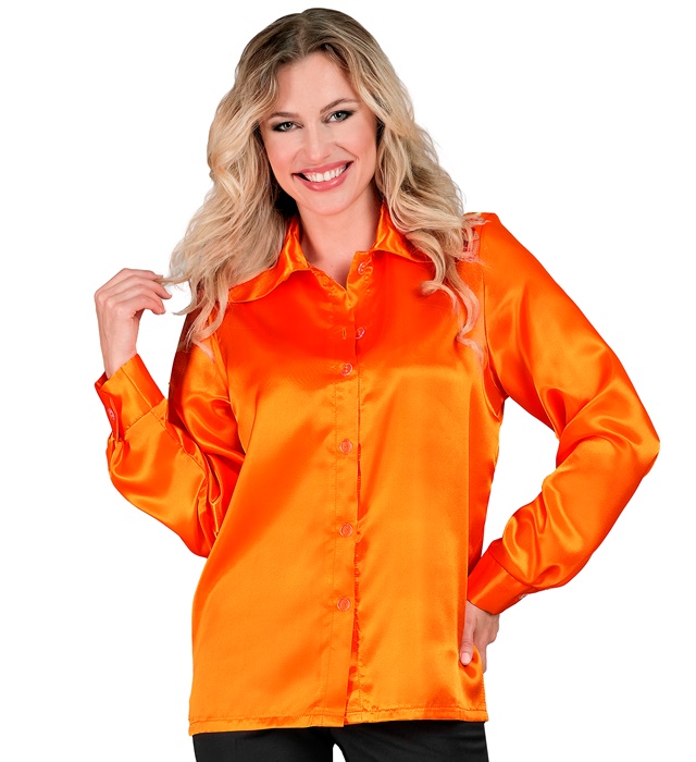 "CHEMISE DISCO ANNEES 70 ORANGE" satin