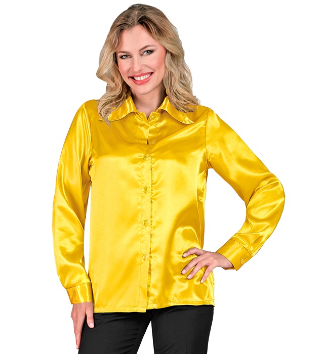 "CHEMISE DISCO ANNEES 70 JAUNE" satin